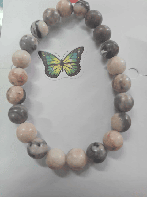 Pulseira Jaspe Zebra Rosa – Equilíbrio & Amor