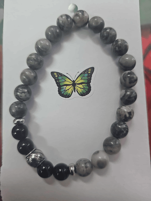 Pulseira Jaspe Zebra & Ônix – Força & Equilíbrio