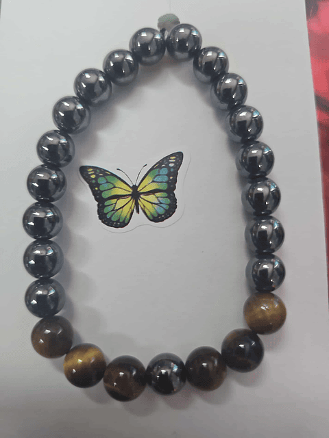 Pulseira Hematita & Olho de Tigre – Proteção e Vitalidade