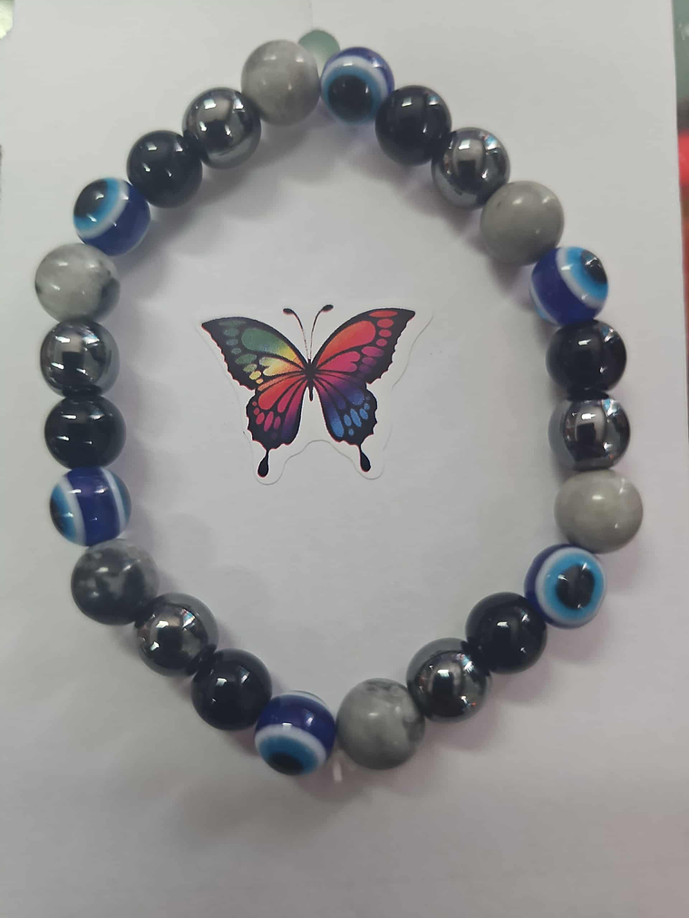 Pulseira Olho Grego & Hematita – Proteção e Força 1