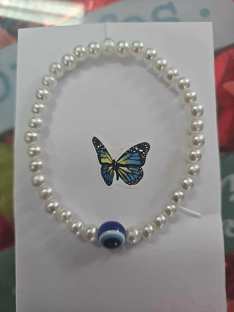 Pulseira Pérola com Olho Grego – Elegância e Proteção