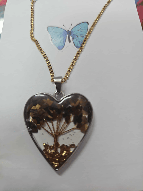 💛🌳 Colar Coração com Árvore da Vida Dourada – Energia e Prosperidade 🌳💛