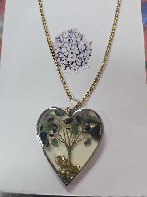 🌿💚 Colar Coração com Árvore da Vida e Pedras Naturais – Equilíbrio e Proteção 💚🌿