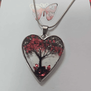 ❤️🌳 Colar Coração com Árvore da Vida Vermelha – Amor e Energia Vital 🌳❤️