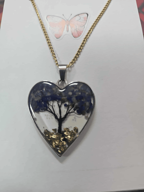 💙🌳 Colar Coração com Árvore da Vida Azul – Serenidade e Proteção 🌳💙