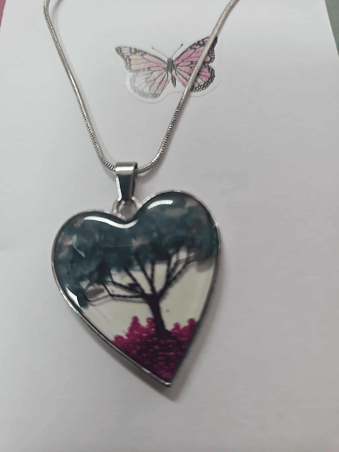 🌳💙 Colar Coração com Árvore da Vida Azul e Rosa – Paz e Renovação 💗🌳