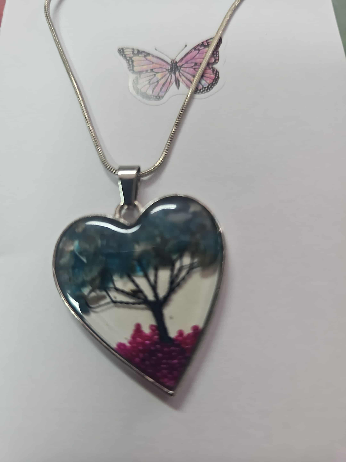 🌳💙 Colar Coração com Árvore da Vida Azul e Rosa – Paz e Renovação 💗🌳 1