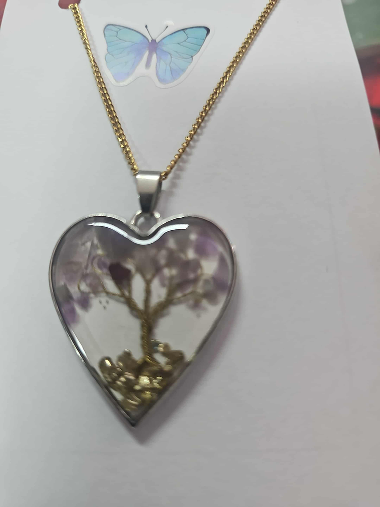 🌳💜 Colar Coração com Árvore da Vida Lilás – Espiritualidade e Proteção 💜🌳 1