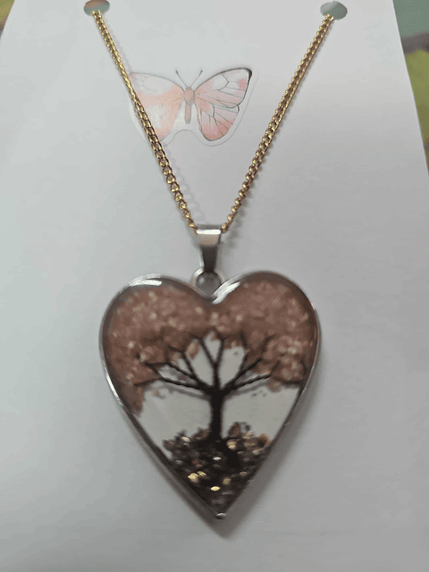 🌳💗 Colar Coração com Árvore da Vida Rosa – Amor e Harmonia 💗🌳