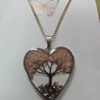 🌳💗 Colar Coração com Árvore da Vida Rosa – Amor e Harmonia 💗🌳