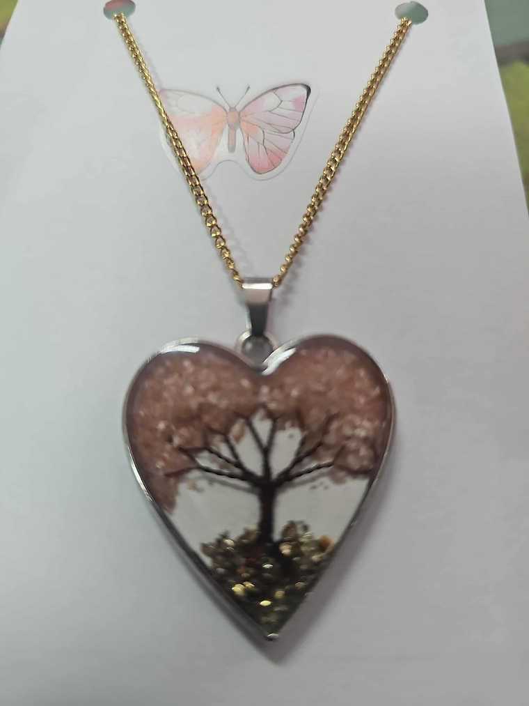 🌳💗 Colar Coração com Árvore da Vida Rosa – Amor e Harmonia 💗🌳 1