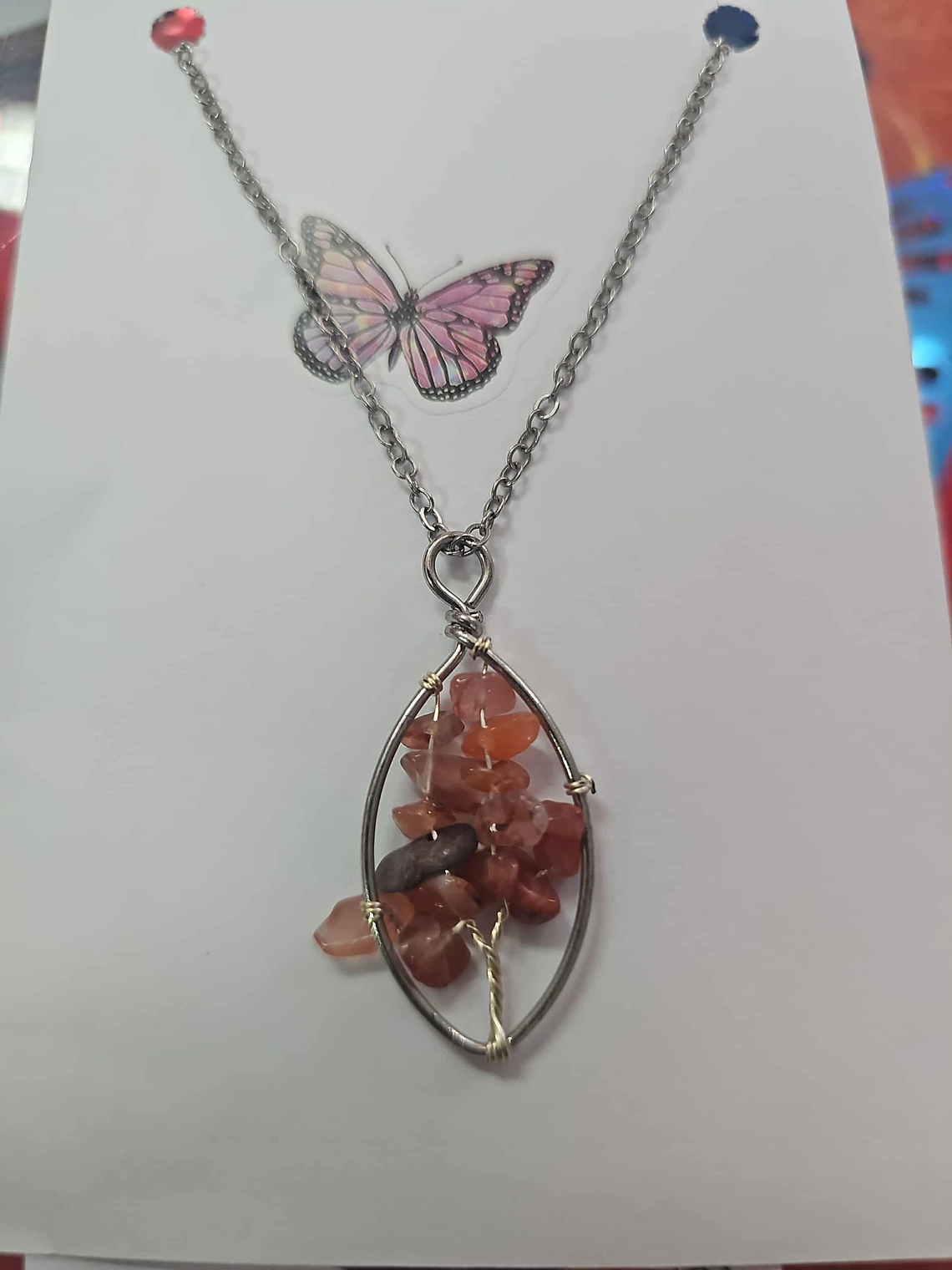 🌳🧡 Colar Árvore da Vida com Pedras Alaranjadas – Vitalidade e Força Interior 🧡🌳 1