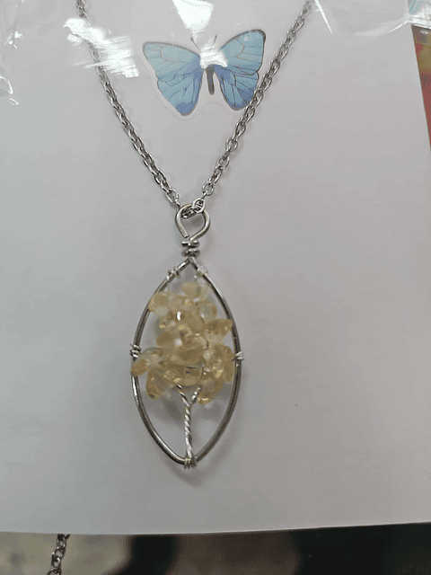 🌳💛 Colar Árvore da Vida com Pedras Amarelas – Luz e Prosperidade 💛🌳