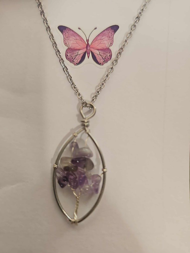 🌳💜 Colar Árvore da Vida com Pedras Lilases – Proteção e Intuição 💜🌳 1