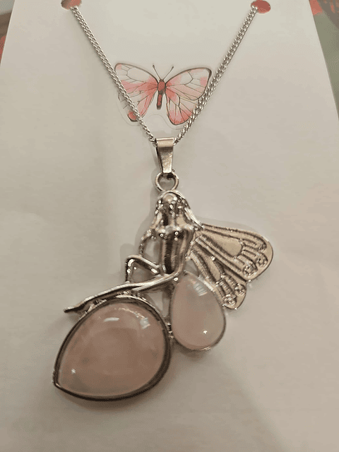 💗🧚‍♀️ Colar Fada Encantada com Pedra Rosa – Amor e Serenidade 🧚‍♀️💗