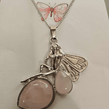 💗🧚‍♀️ Colar Fada Encantada com Pedra Rosa – Amor e Serenidade 🧚‍♀️💗