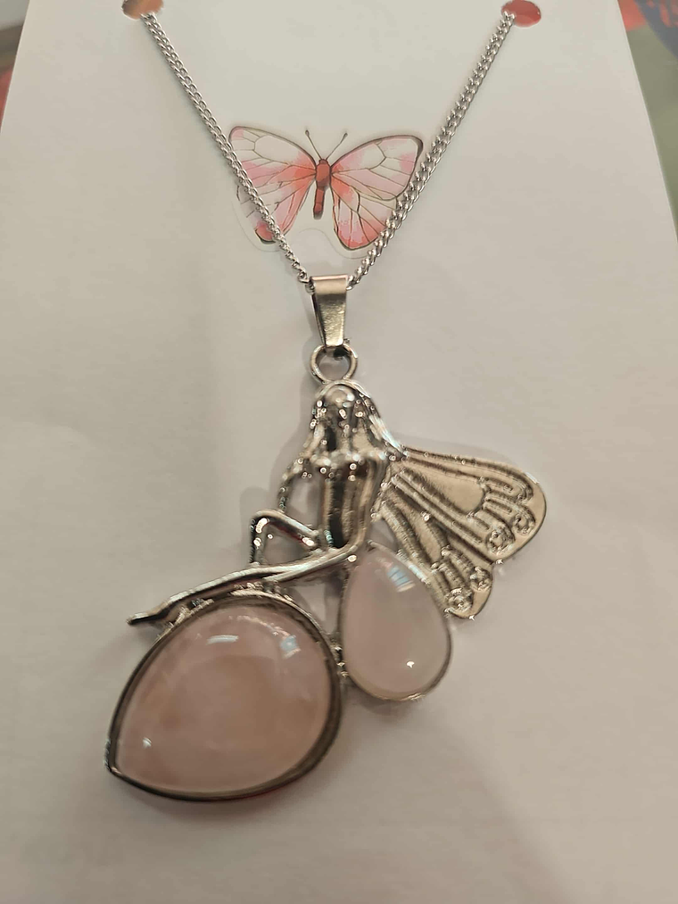 💗🧚‍♀️ Colar Fada Encantada com Pedra Rosa – Amor e Serenidade 🧚‍♀️💗 1