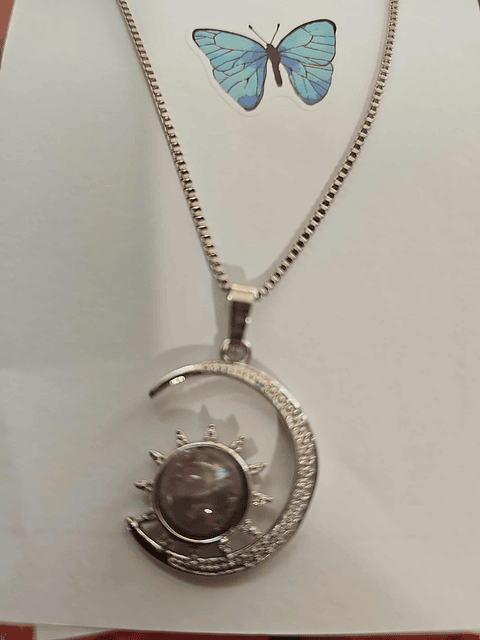 🌙☀️ Colar Sol e Lua com Pedra Lilás – Harmonia e Proteção ☀️🌙