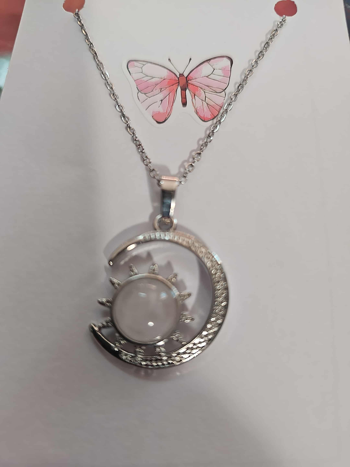  Colar Sol e Lua com Pedra Branca – Luz e Serenidade 1