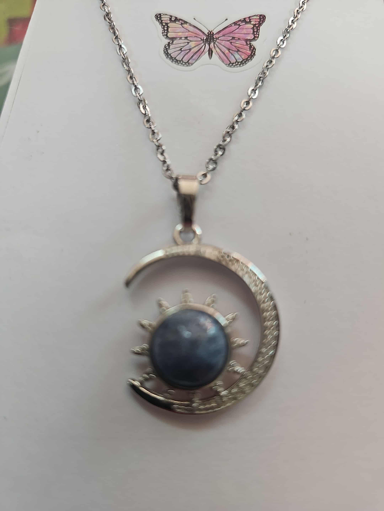 Colar Sol e Lua com Pedra Azul – Proteção e Sabedoria  1