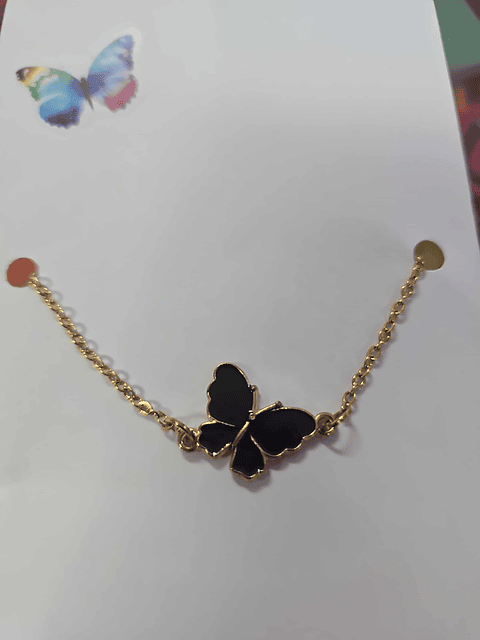 🖤🦋 Pulseira Borboleta Preta – Elegância e Proteção ✨