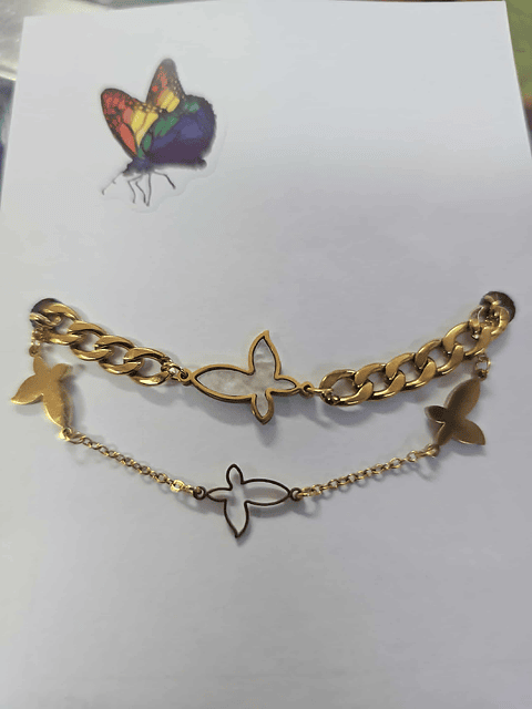 💛🦋 Pulseiras Duplas Borboleta Dourada – Liberdade e Elegância ✨