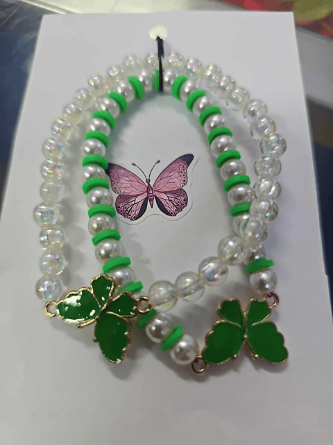 💚🦋 Pulseiras Duplas Borboleta Verde – Esperança e Prosperidade ✨