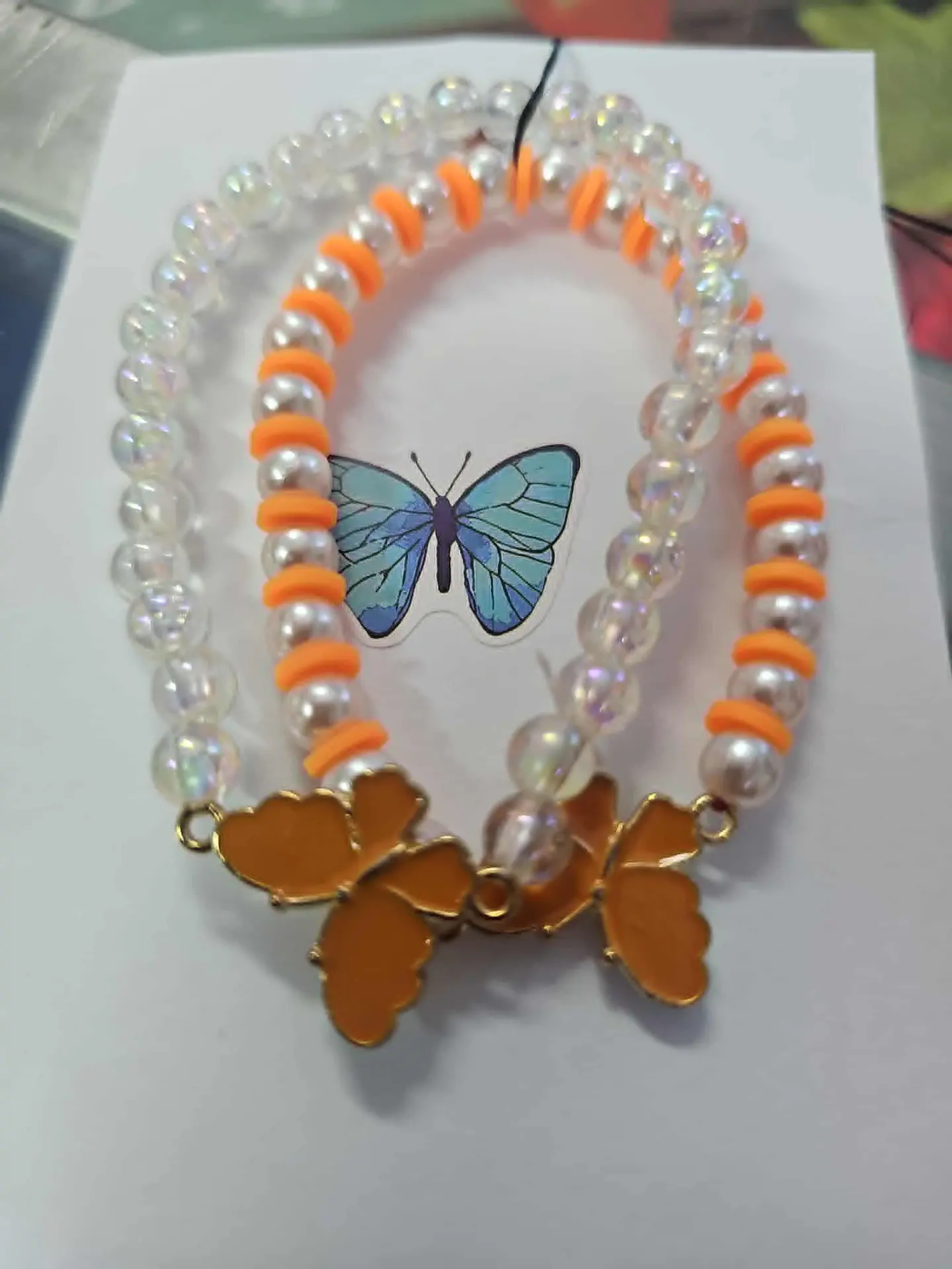 🧡🦋 Pulseiras Duplas Borboleta Laranja – Energia e Criatividade ✨ 1