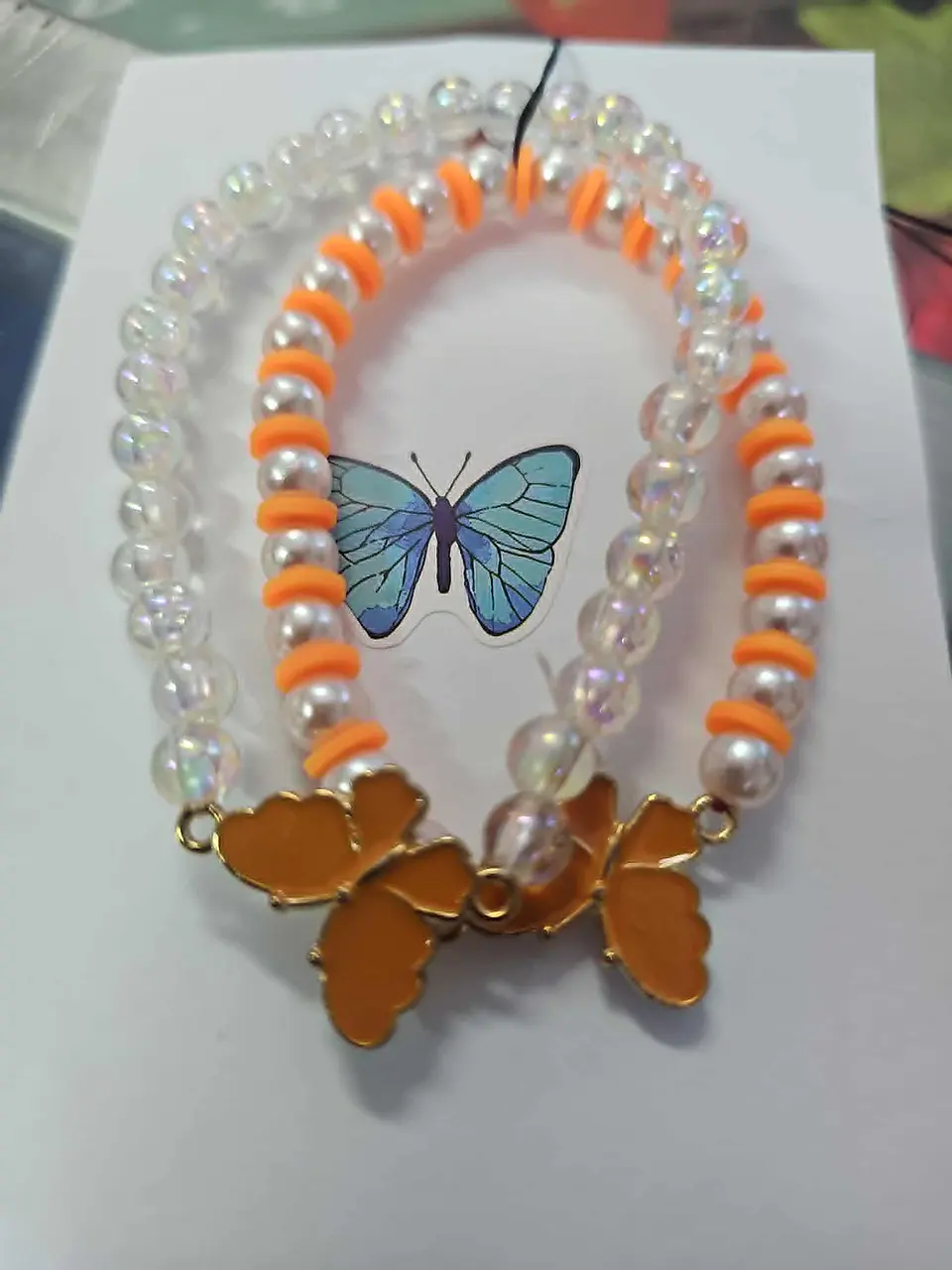 🧡🦋 Pulseiras Duplas Borboleta Laranja – Energia e Criatividade ✨ 1