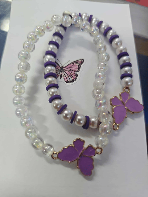 💜🦋 Pulseiras Duplas Borboleta Roxa – Intuição e Transformação ✨