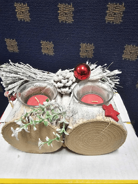 ✨ Porta-Velas Duplo Natalino em Madeira  ✨