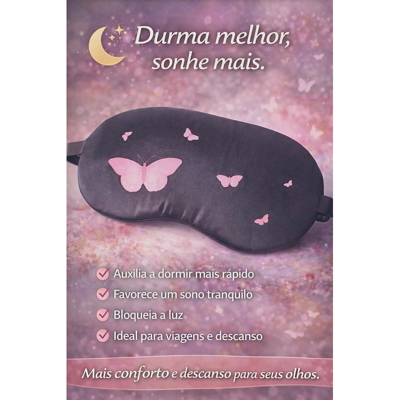 Máscara de Dormir com Estampa de Borboleta – Conforto e Relaxamento