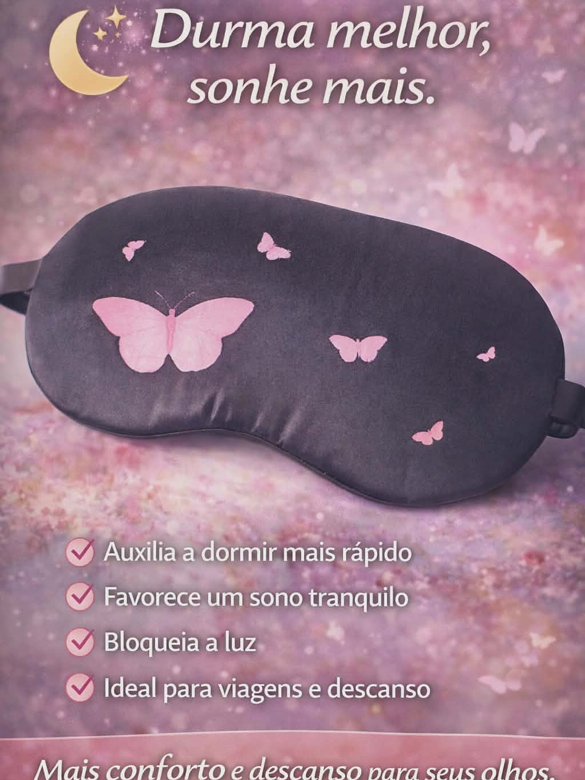 Máscara de Dormir com Estampa de Borboleta – Conforto e Relaxamento 1