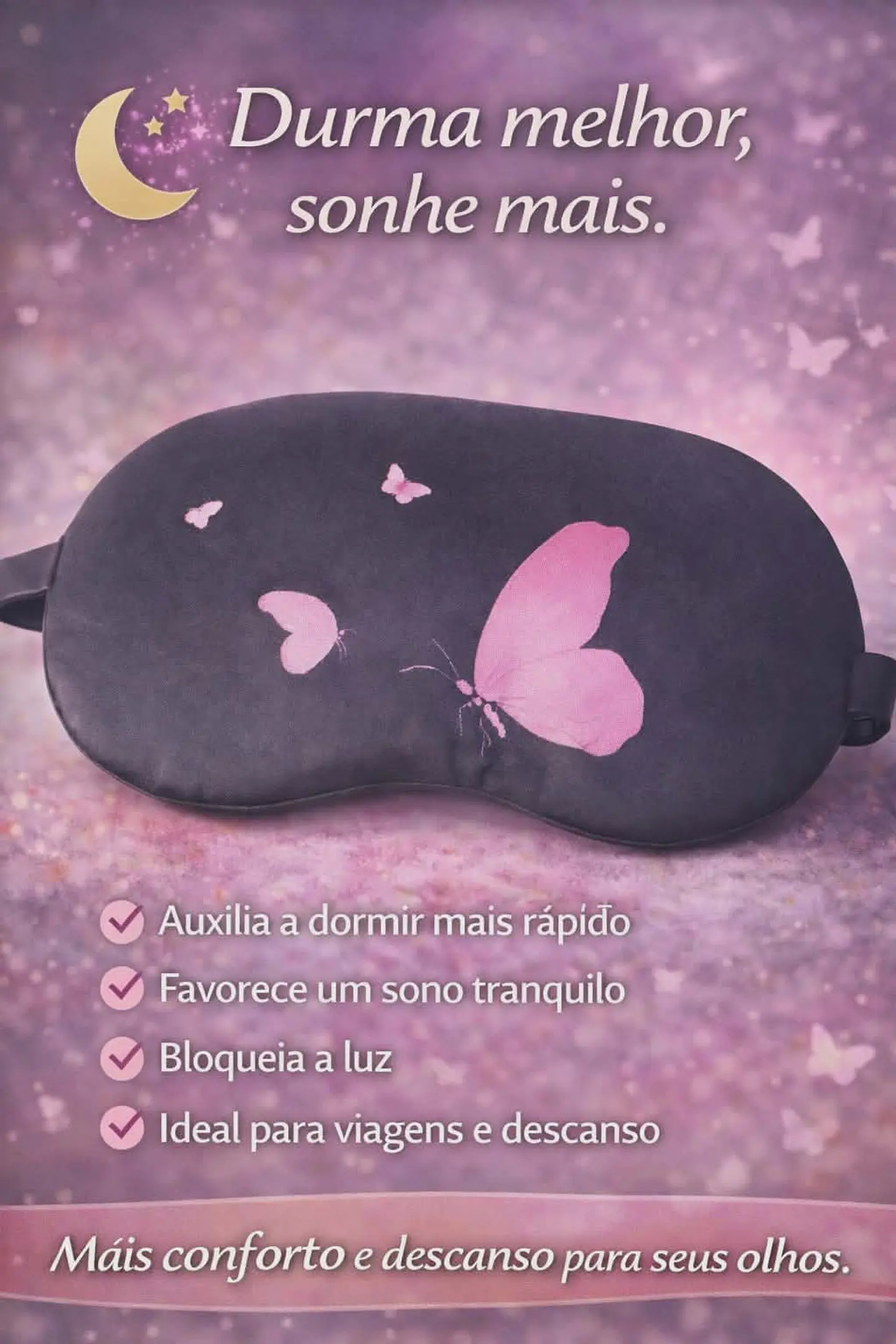 Máscara de Dormir com Estampa de Borboleta – Conforto e Relaxamento 2