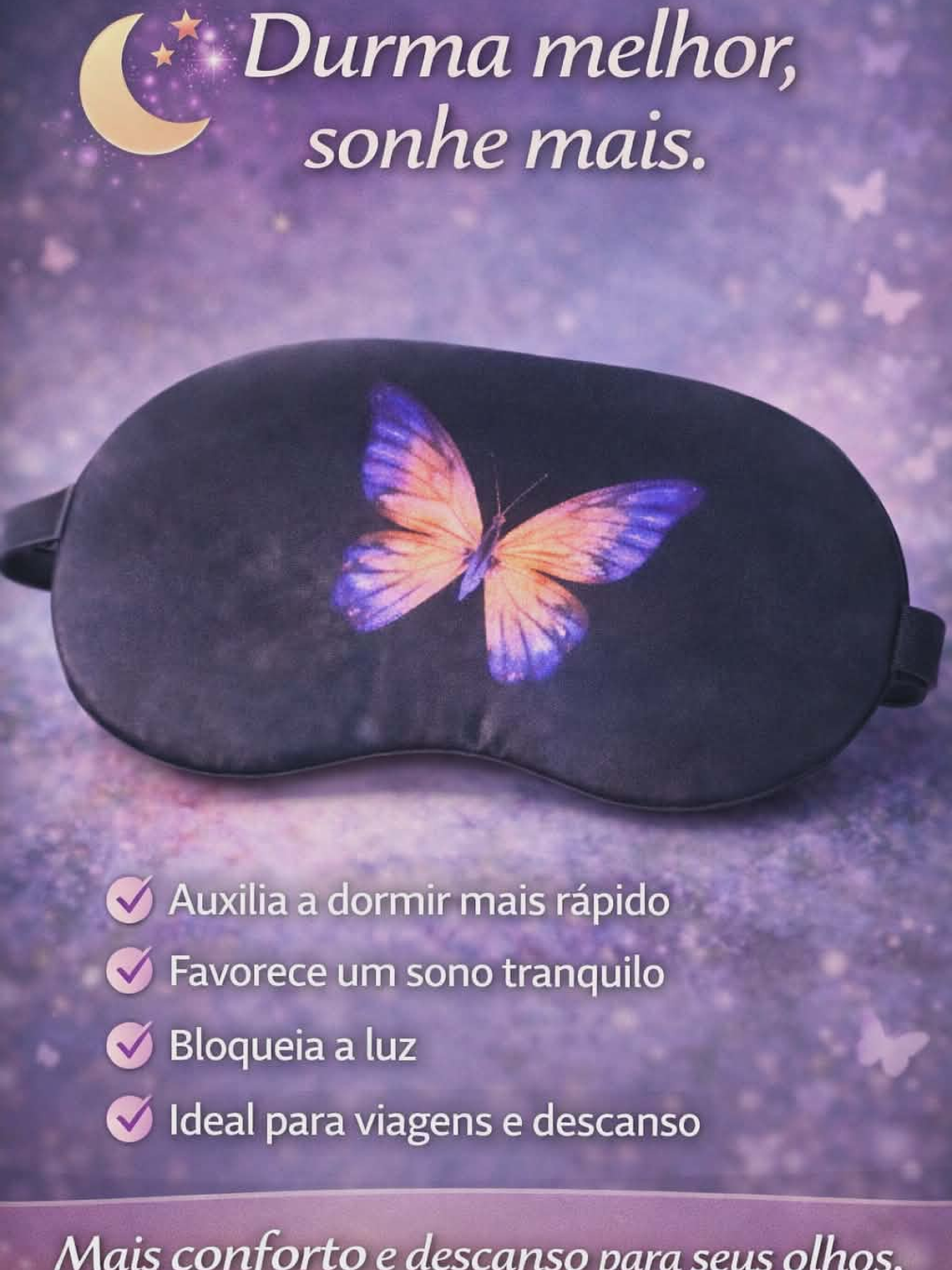 Máscara de Dormir com Estampa de Borboleta – Conforto e Relaxamento 3