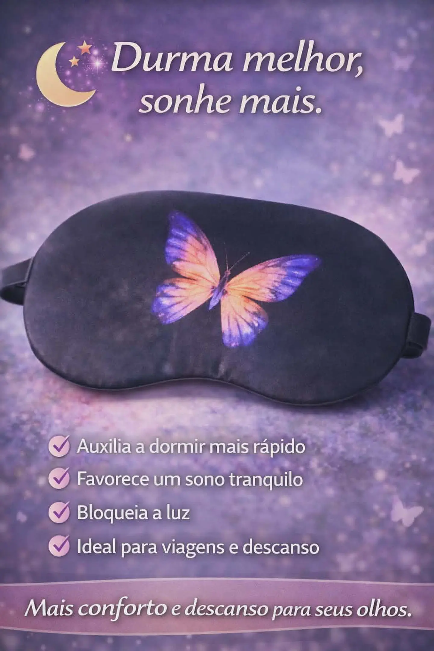Máscara de Dormir com Estampa de Borboleta – Conforto e Relaxamento 3