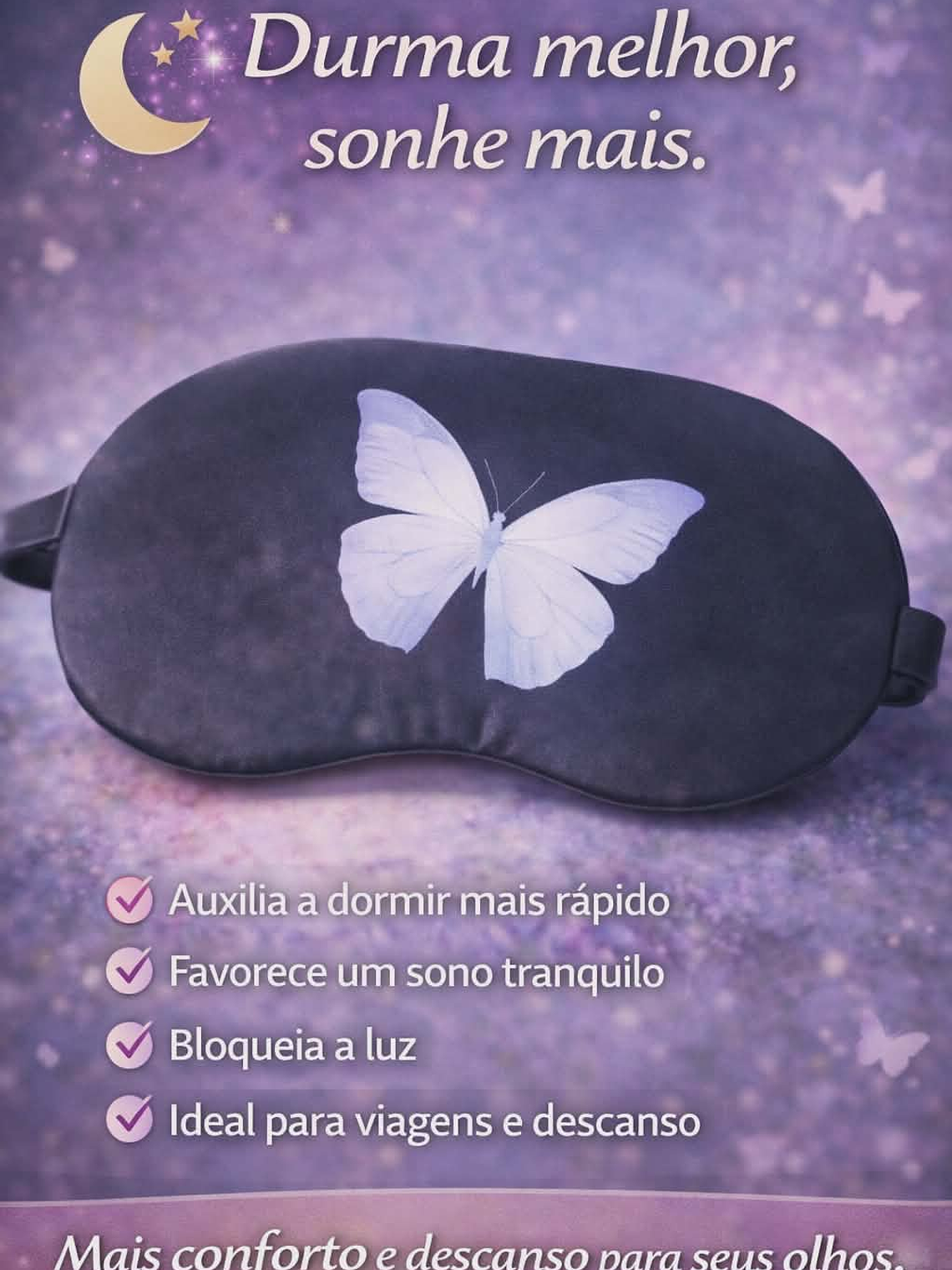 Máscara de Dormir com Estampa de Borboleta – Conforto e Relaxamento 4