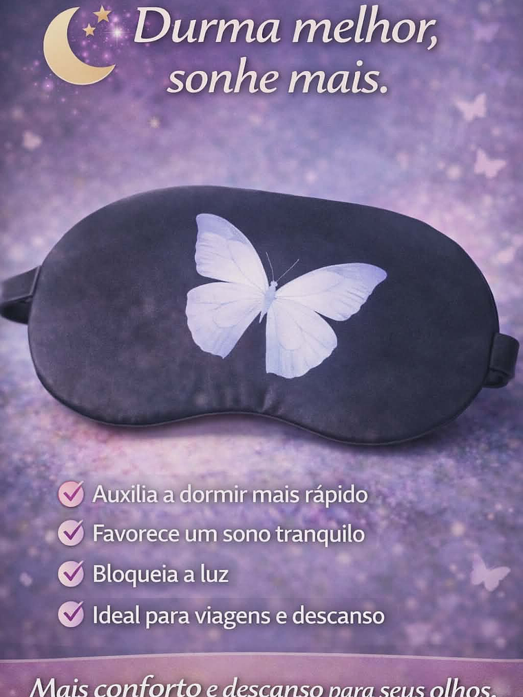Máscara de Dormir com Estampa de Borboleta – Conforto e Relaxamento 4