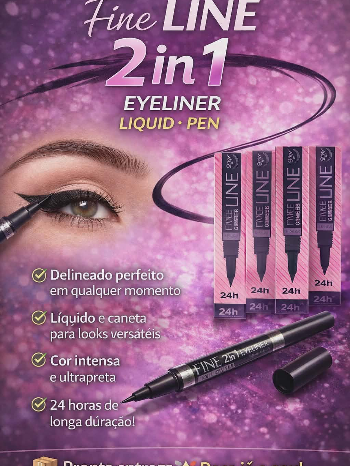 Eyeliner Pen Black 2 em 1 – Precisão e Durabilidade 24h 1