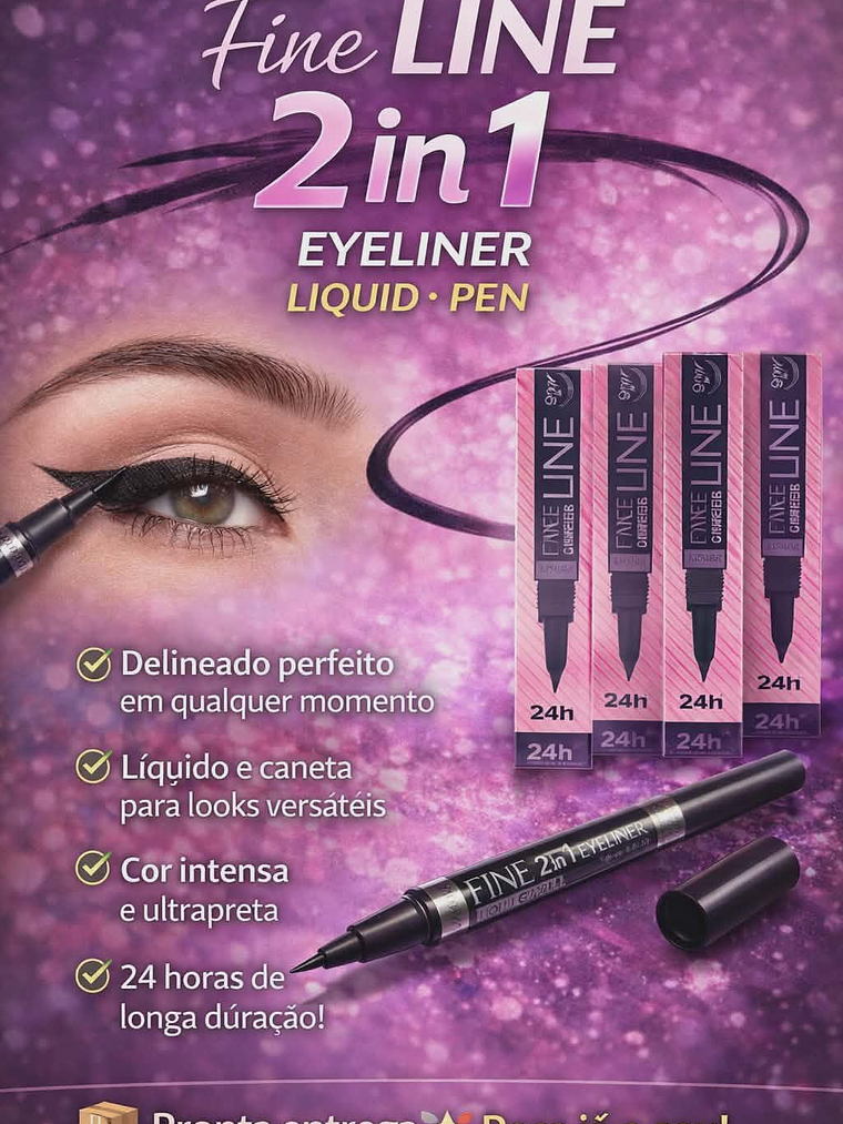 Eyeliner Pen Black 2 em 1 – Precisão e Durabilidade 24h 1