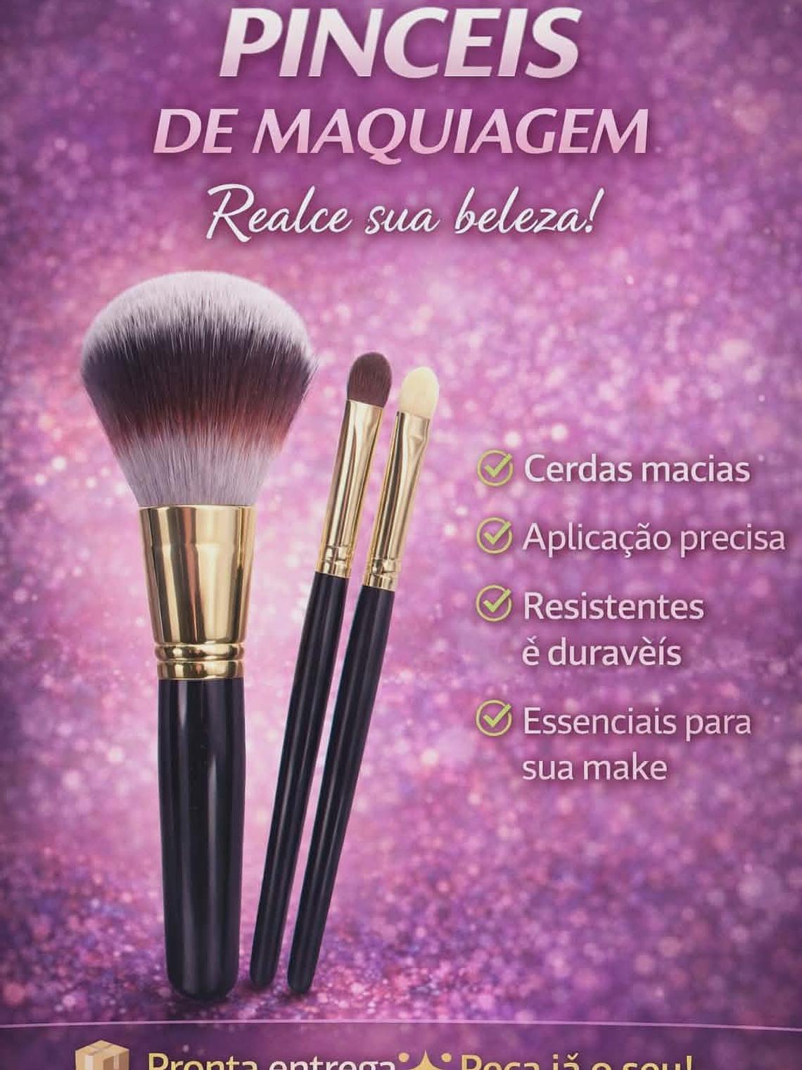 Kit de Pincéis para Maquiagem – 3 Peças Essenciais 1