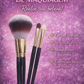 Kit de Pincéis para Maquiagem – 3 Peças Essenciais