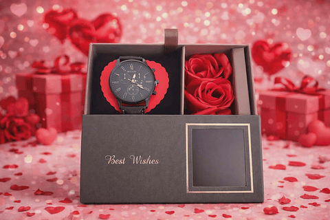 Kit Presente Relógio Masculino com Rosas
