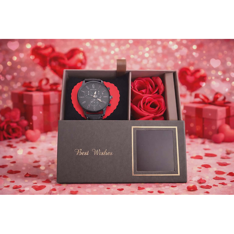 Kit Presente Relógio Masculino com Rosas