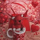 Kit Presente Romântico – Ursinho porta chaves na Caneca com Sacola