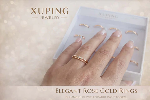 Anel Rose Gold 2 em 1 com Pedras Brilhantes