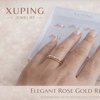 Anel Rose Gold 2 em 1 com Pedras Brilhantes