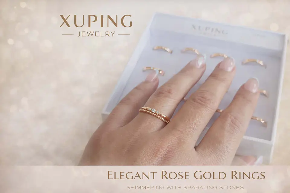 Anel Rose Gold 2 em 1 com Pedras Brilhantes 1