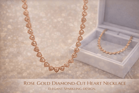 Colar Corações Rose Gold com Brilho – Modelo Elegante