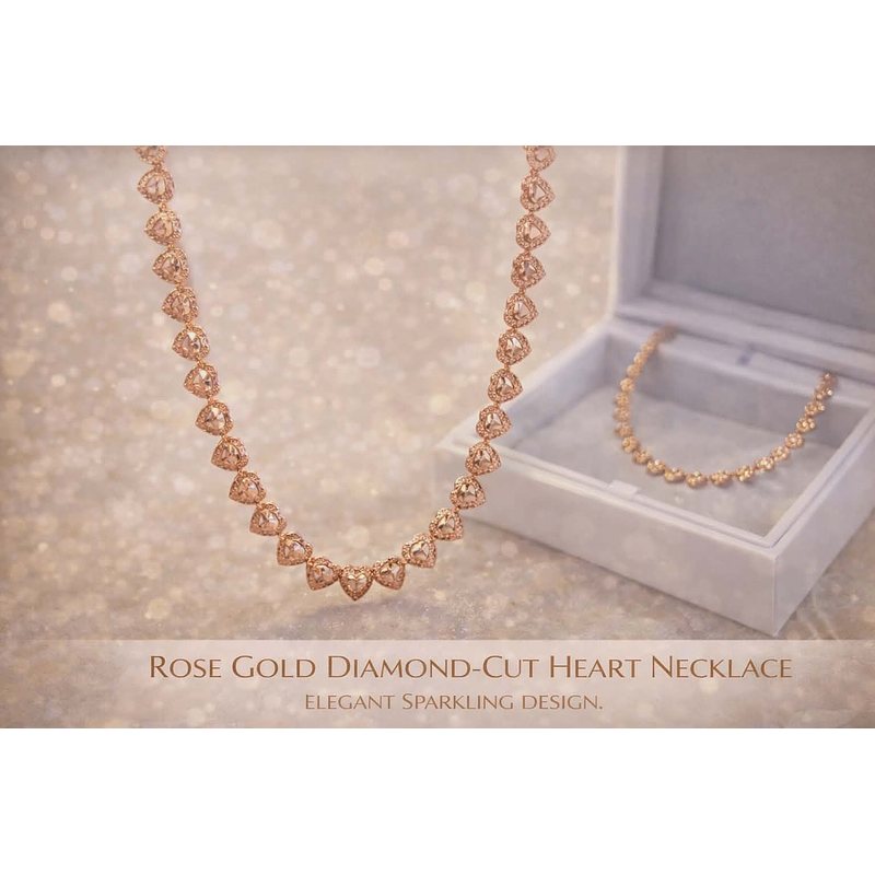 Colar Corações Rose Gold com Brilho – Modelo Elegante